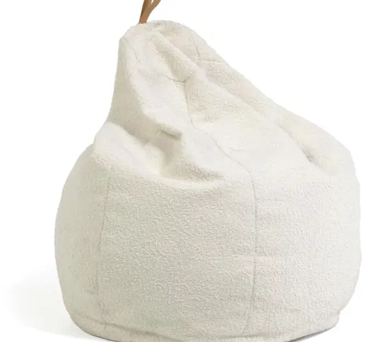 Pouf Vicka effetto shearling bianco ø 70 cm - Bianco - Kave Home