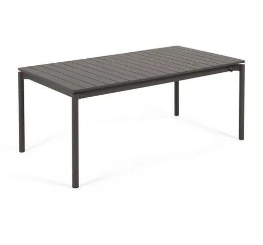 Tavolo allungabile da esterno Zaltana in alluminio nero opaco 180 (240) x 100 cm - Grigio...
