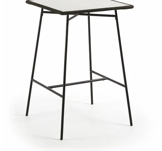 La Forma - Kave Home - Tavolo da pranzo quadrato Leora alto 70 x 70 cm in cemento con gamb...