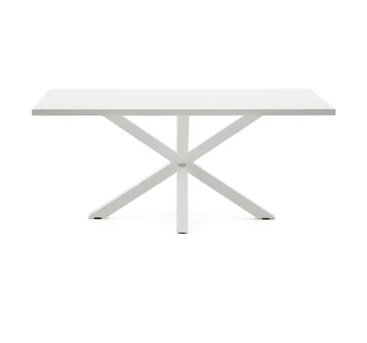 Tavolo Argo 180 cm melammina bianco gambe bianco - Bianco - Kave Home