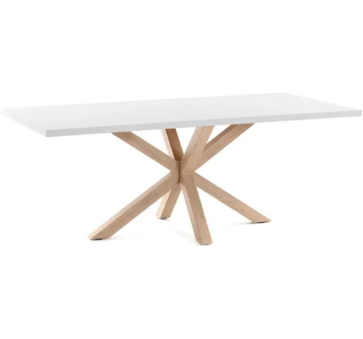 Tavolo Argo 180 cm melammina bianco gambe effetto legno - Bianco - Kave Home