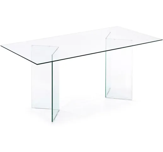 Kave Home - Tavolo rettangolare Burano in vetro temperato transparente 180 x 90 cm - Clear