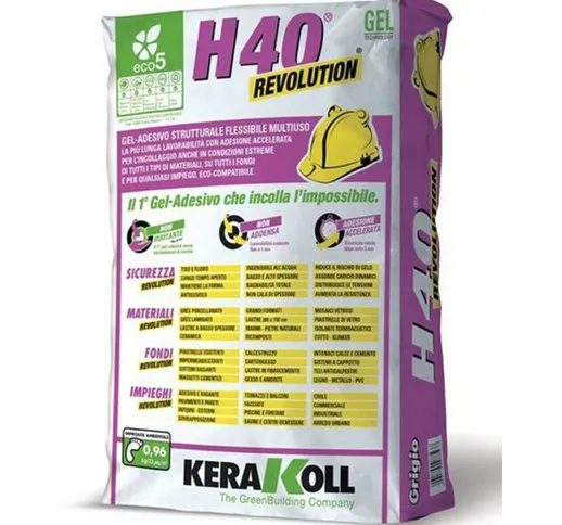 H40 revolution 25kg colla grigia per pavimenti e rivestimenti - Kerakoll