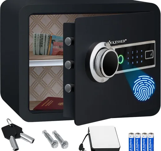 ® Cassaforte elettr. ad apertura biometrica con impronta digitale Incl. Box batteria Cassa...