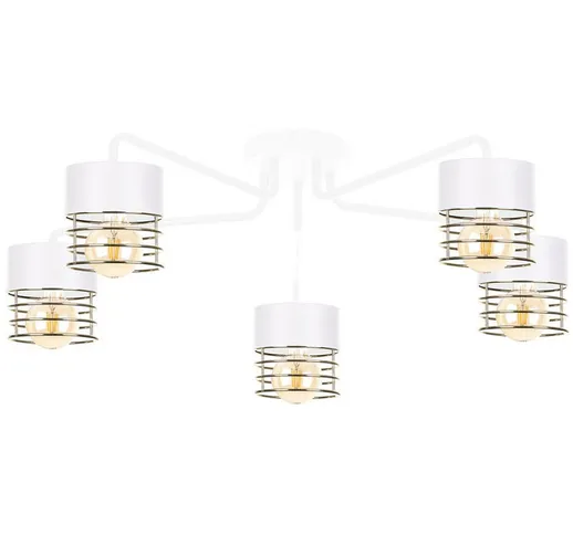 Keter Lighting - 1132 Royal Multi Arm Lampada da soffitto semi-incasso bianco, oro, 70 cm,...