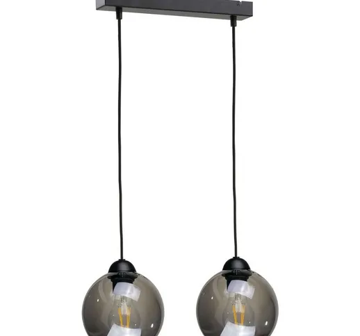 Keter Lighting - 1318 Lampada da soffitto a sospensione Yuno Bar nera, 50 cm, 2x E27