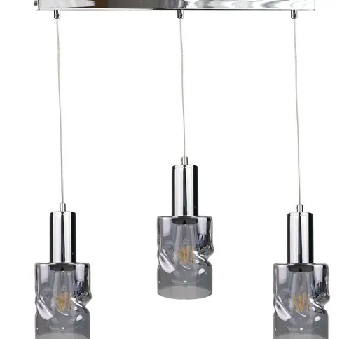 Keter Lighting - 1564 Plafoniera a sospensione Cross Bar in argento scuro, 60 cm, 3x E27