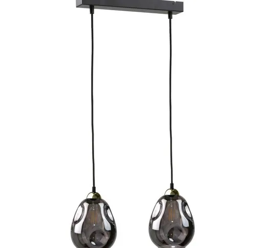 Keter Lighting - 1574 Loki Bar Lampada da soffitto a sospensione nera, 50 cm, 2x E27