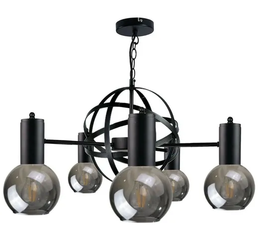 1902 Plafoniera Planet Sospensione Nera, 60cm, 5x E27 - Keter Lighting