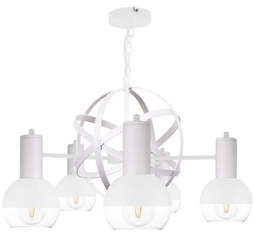 1912 Plafoniera Planet Sospensione Bianca, 60cm, 5x E27 - Keter Lighting