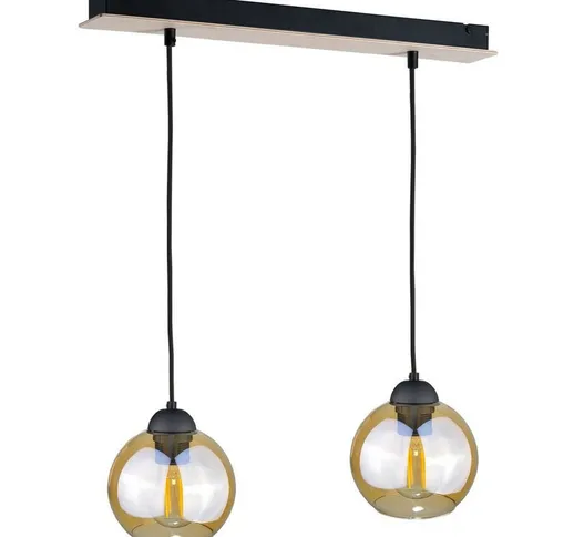 Keter Lighting - 2019 Ambre Bar Lampada da soffitto a sospensione in legno, 50 cm, 2x E27