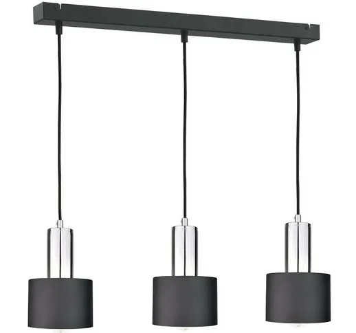 2054 Luce Bar Sospensione Plafoniera Nero, Argento, 60cm, 3x E27 - Keter Lighting