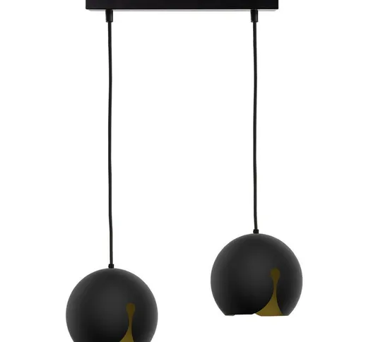 Keter Lighting - 408 Lampada da soffitto a sospensione Malaga Bar nera, 50 cm, 2x E27