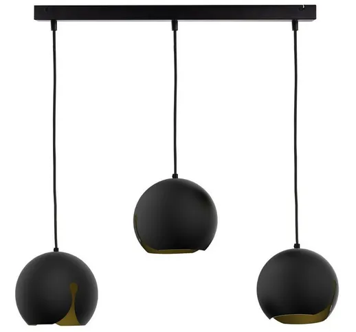 Keter Lighting - 409 Lampada da soffitto a sospensione Malaga Bar nera, 60 cm, 3x E27