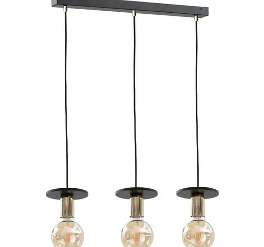 Keter Lighting - 414 Lampada da soffitto a sospensione Saturn Bar nera, 60 cm, 3x E27