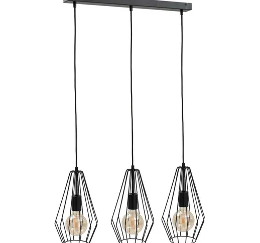 437 Lampada da soffitto a sospensione Lex Bar nera, 60 cm, 3x E27 - Keter Lighting