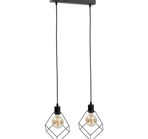 Keter Lighting - 498 Lampada da soffitto a sospensione Ruben Bar nera, 50 cm, 2x E27