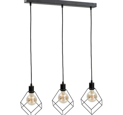 Keter Lighting - 499 Ruben Bar Lampada da soffitto a sospensione nera, 60 cm, 3x E27