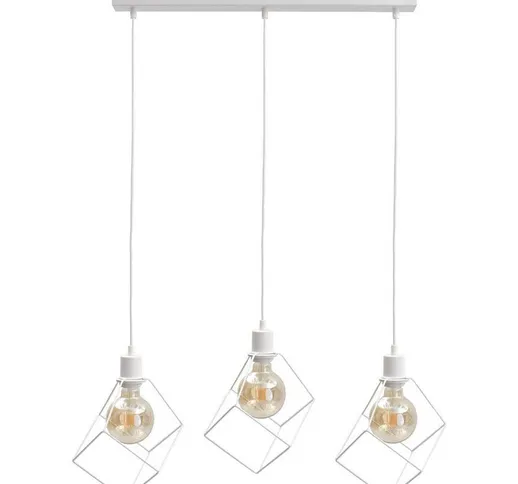 Keter Lighting - 530 Ruben Bar Lampada da soffitto a sospensione bianca, 60 cm, 3x E27