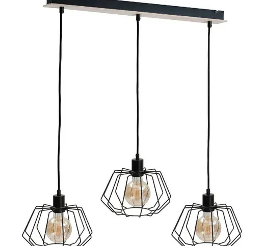 Keter Lighting - 582 Soho Bar Lampada da soffitto a sospensione in legno, 65 cm, 3x E27