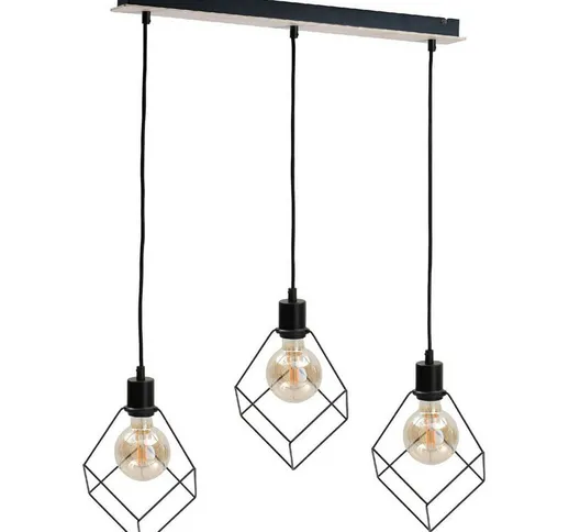 Keter Lighting - 599 Ruben Bar Lampada da soffitto a sospensione in legno, 65 cm, 3x E27