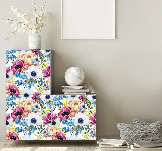 Per mobili e pareti Pellicola adesiva Esplosione di fiori 60x300 cm - Kina