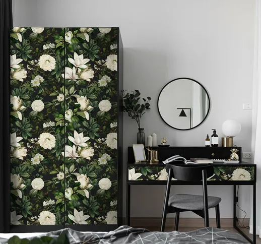 Per mobili e pareti Pellicola adesiva Fiori bianchi 50x200 cm - Kina