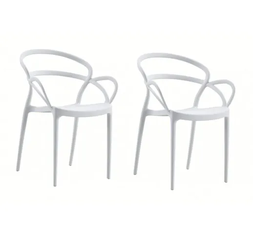 Kit 2 sedie polipropilene bar ristorante sedia interno esterno giardino bianco