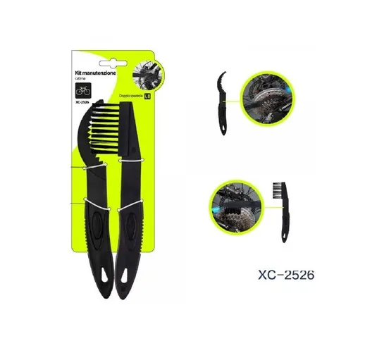 Trade Shop - Kit 2 Spazzole Pennello Pulizia Manutenzione Catena Pignoni Volano Bici Xc-25...