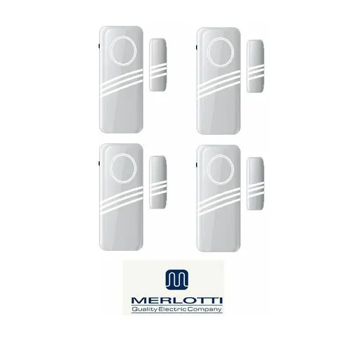Merlotti - Kit 4 pezzi allarme antifurto sensore acustico per porte porta finestre finestr...