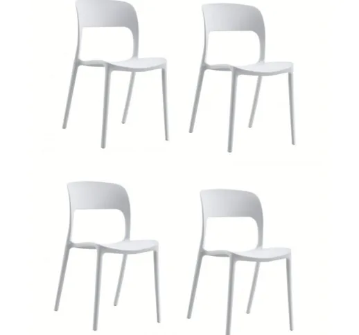 Kit 4 sedie polipropilene cucina bar ristorante sedia interno esterno bianco 498