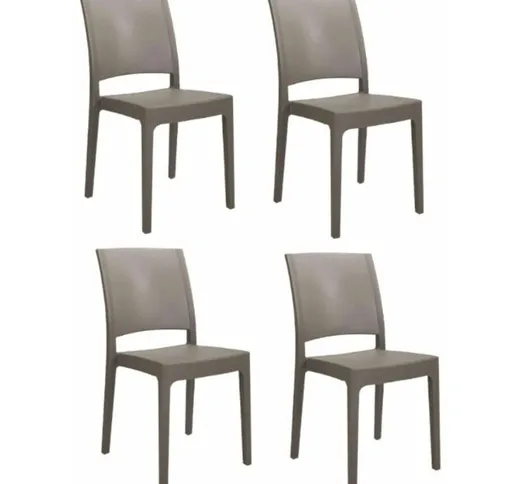 Kit 4 sedie polipropilene cucina bar ristorante sedia interno esterno tortora fl