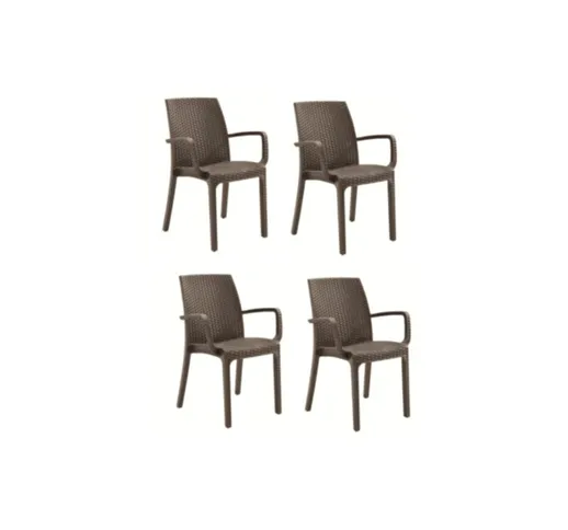  - kit 4 sedie sedia polipropilene bar ristorante interno esterno simil rattan dfn