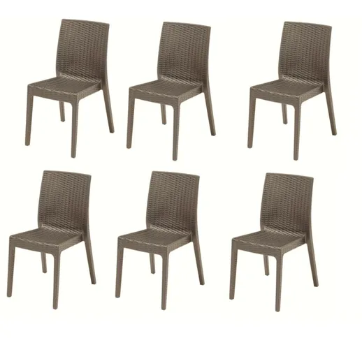  - kit 6 sedie sedia polipropilene bar ristorante interno esterno simil rattan sl t