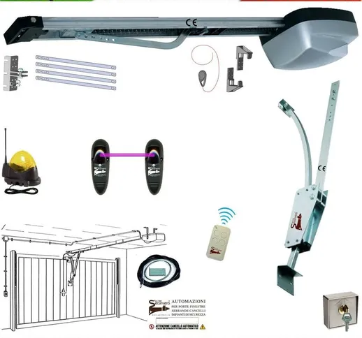 Securvera - Kit Automatismo Motore 220/24 v da Soffitto per Porta Basculante 70 Kg Faro An...