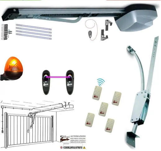 Kit Automatismo Per Porta Basculante 70 Kg 220/24 V Archetto 5 Radiocomandi Fotocellule Fa...