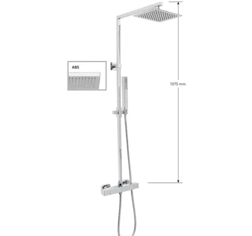 Keller Taps - Kit colonna doccia quandrata,soffione quadrato abs mm 200x200,termostatico q...