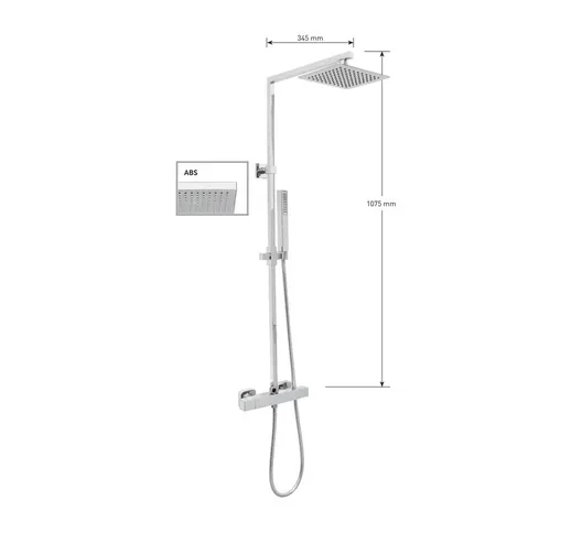 Keller Taps - Kit colonna doccia quandrata,soffione quadrato abs mm 300x300,termostatico q...