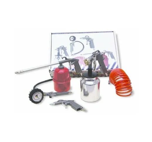  - kit compressore completo composto da: 1 aerografo con serbatoio, 1 pistola gonfiaggio,...