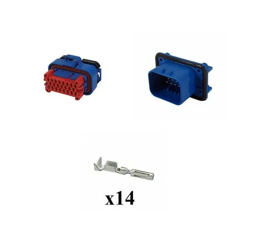 Kit Connettore Ampseal Maschio Femmina 14 Vie blu da circuito stampato 90°