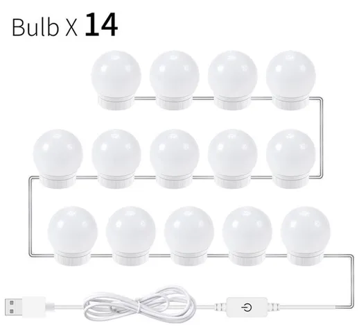 Happyshopping - Kit di luci per specchietto da trucco a LED con 14 lampadine dimmerabili p...