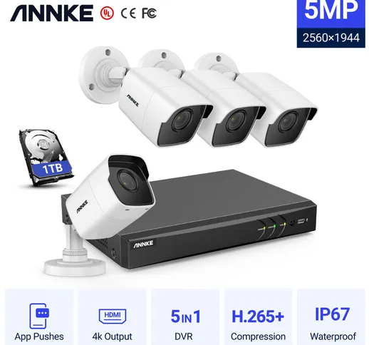 Annke - Kit di videosorveglianza Sistema di telecamere cctv 8 canali Ultra hd 4K H.265 + d...