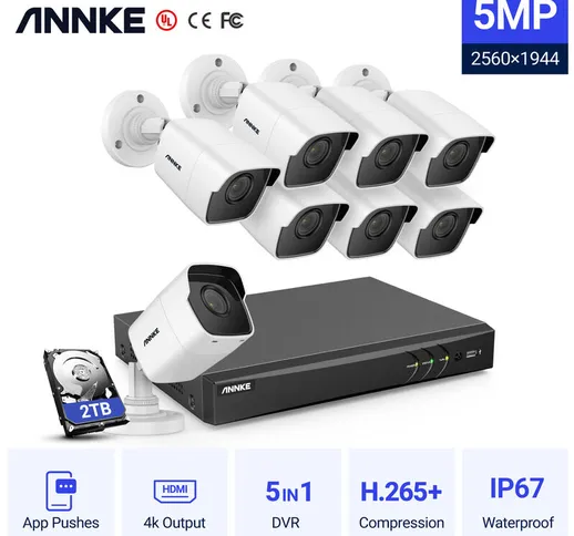 Annke - Kit di videosorveglianza Sistema di telecamere cctv 8 canali Ultra hd 4K H.265 + d...