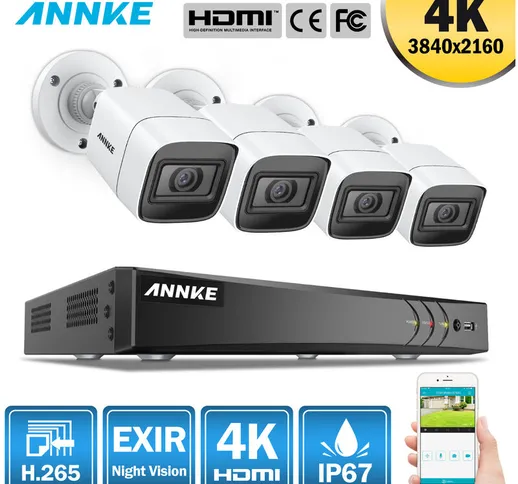 Kit di videosorveglianza Annke Sistema di telecamere cctv dvr Ultra hd 4K H.265 a 8 canali...