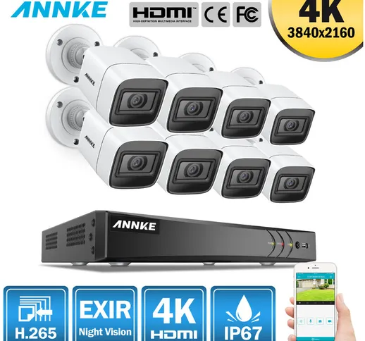 Kit di videosorveglianza  Sistema di telecamere CCTV DVR Ultra HD 4K H.265 a 8 canali e te...