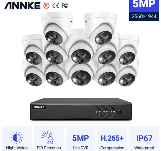 Kit di videosorveglianza  Sistema di telecamere di sicurezza cablato 16CH 5MP H.265 Pro +...