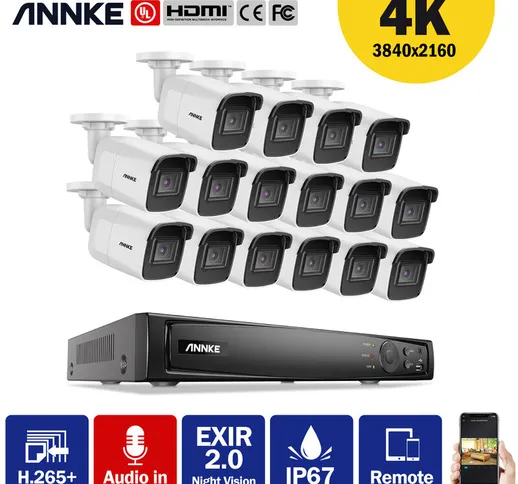 Kit di videosorveglianza  Sistema di telecamere di sicurezza NVR PoE 4K Ultra HD, NVR di s...