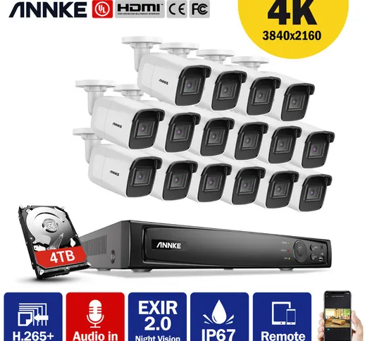 Kit di videosorveglianza  Sistema di telecamere di sicurezza NVR PoE 4K Ultra HD, NVR di s...