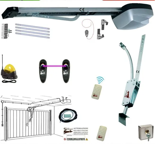 Securvera - Kit Motore 220/24 v da Soffitto per Porta Basculante 70 Kg Automatica Selettor...