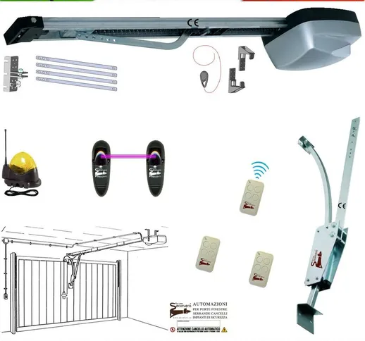 Securvera - Kit Motore 220/24 v da Soffitto x Cler Porta Basculante 70 Kg Automatica Arche...